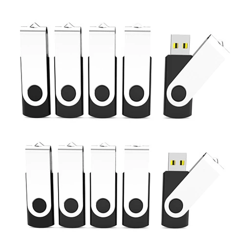 Aiibe 10 Pack 8GB USB Flash Drive Flash Drives USB 2.0 Thumb Drive Memory Stick Zip Drives Bulk (8GB, 10 Pack, Black)