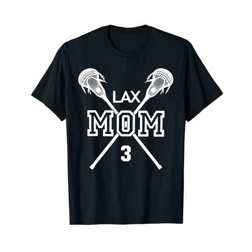 LAX Lacrosse Mom Player Jersey Number Jersey Gifts Proud Love Lacrosse Mom #3 LAX Player Number 3 Mother's Day T-Shirt