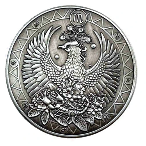 LSJTZ Twelve Constellations, Love, Scorpio, Collection, Phoenix, Mysterious, Beautiful, Lucky, Commemorative Coins, Gifts, 2Pcs