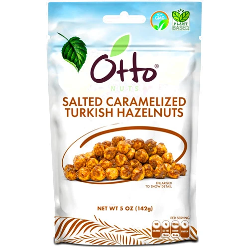 Otto Snacks Otto Nuts - Salted Caramelized Turkish Hazelnuts, Non-GMO Naturally Vegan Snack, Good Source of Protein | 5 OZ with Resealable Bag
