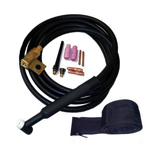 WeldingCity 200-amp WP-26FV-25R (Flexible Head w/Gas Valve) Air-cooled TIG Welding Torch Complete Package with 25-ft Power Cable Hose and Adapter 45V62