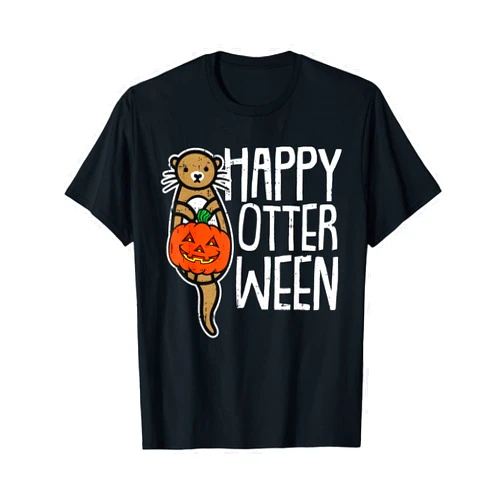 Halloween Costume Shirts Spooky Animal Lover Gifts Happy Otter-Ween Lazy Halloween Costume Funny Animal Pun T-Shirt
