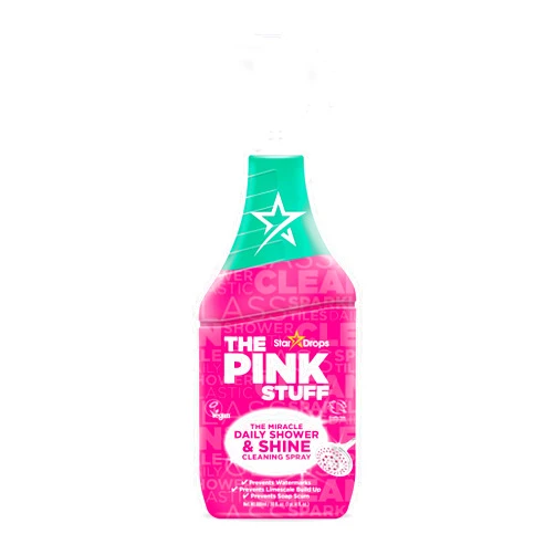 Stardrops The Pink Stuff Miracle Daily Shower & Shine Spray – 30oz Bathroom Cleaner for Glass, Tile, Mirrors & Chrome – Prevents Soap Scum & Watermarks – No Rinse Spray & Leave Formula
