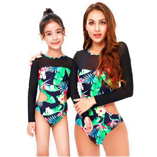 IMEKIS Mommy and Me Matching Family Swimsuit Ruffle Women Swimwear Kids Toddler Bikini Bathing Suits Summer Beachwear Sets