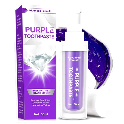 MOSKILA Purple Toothpaste for Teeth Whitening, Purple Toothpaste, Tooth Stain Removal, Gentle on Tooth Enamel and Gums for Sensitive Teeth