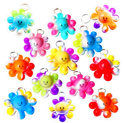 Roaqua 50 Packs Fidget Bubble Bulk Octopus Mini Pop Keychain, Fidget for Teens and Kids,Birthday Supplies Classroom Summer Student Prizes Gift