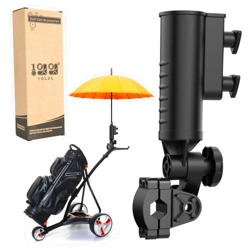 10L0L Heavy Duty Golf Push Cart Umbrella Holder- Upgraded Aluminum Base 180 Degrees Adjustable Angle Golf Push Cart Holder, Universal for Golf Cart/Stroller/Wheelchair/Bike