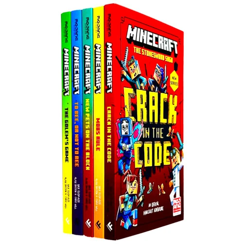 Mojang AB Minecraft Stonesword Saga Series 5 Books Collection Set (Minecraft: Crack in the Code!, Minecraft: Mobs Rule!, Minecraft: New Pets On The Block, To Bee Or Not to Bee! & The Golem’s Game)