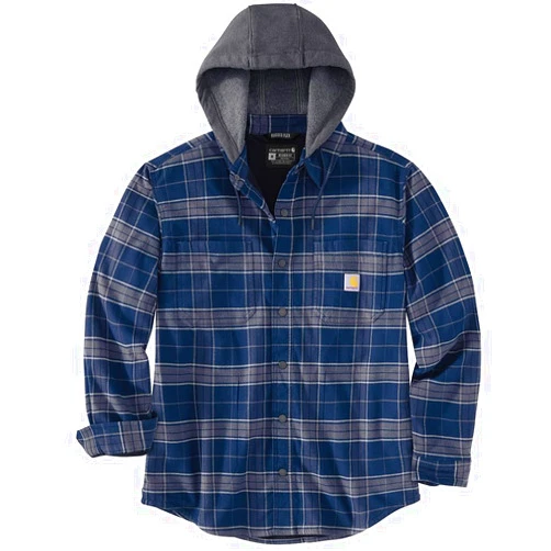 Carhartt Men's Rugged Flex Relaxed Fit Flannel Fleece Lined Hooded Shirt Jac