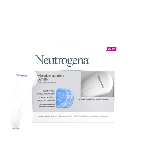 Neutrogena Microdermabrasion Starter Kit – At home microdermabrasion machine - Skin Exfoliator with Glycerin - Skin Firming, Pore Minimizer, Age Spot Remover- 1 month supply, 1 ct