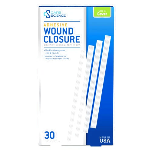 Care Science Adhesive Wound Closure Strips, 1/4 x 4 in, 30ct | Sterile Strips Used for Closing Minor cuts & Wounds