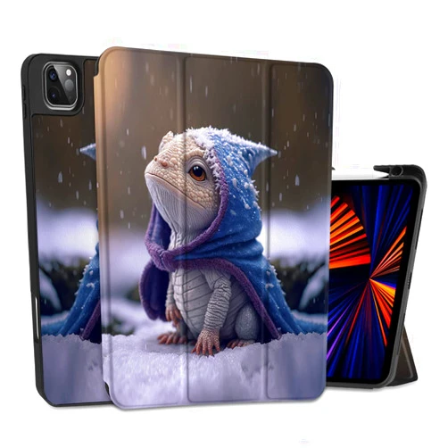 MEEgoodo Case for iPad Pro 12.9 Case M2 6th/5th/4th/3rd Generation 2022 2021 2020 2018, Protective Tablet Cover with Soft Back Shell for Kids, Cute Dragon Cub