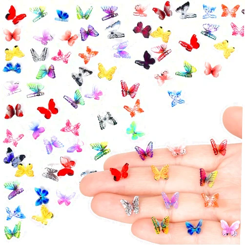 Yuronam 70 Pcs Mini Butterflies Tiny Resin Butterflies Miniature Ornaments for Fairy Garden Dollhouse Micro Landscape Decoration