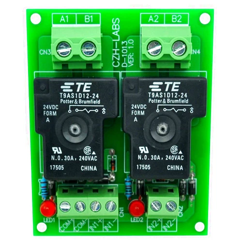 Electronics-Salon CZH-Labs 24V Passive 2 SPST-NO 30Amp Power Relay Module Board.