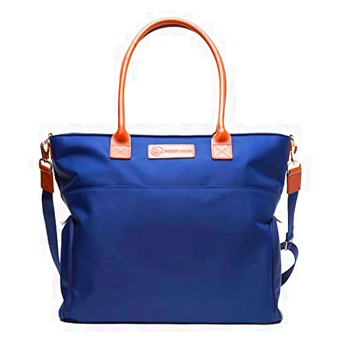 Sarah Wells Abby Breast Pump Bag with Real Leather Straps (Navy)