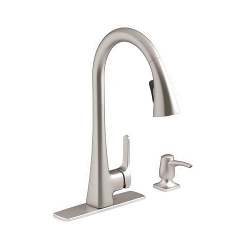 KOHLER R22867-SD-VS Maxton Pull-Down Kitchen Faucet with Soap Dispenser/Lotion Dispenser, Kitchen Sink Faucet with Pull Down Sprayer, Vibrant Stainless