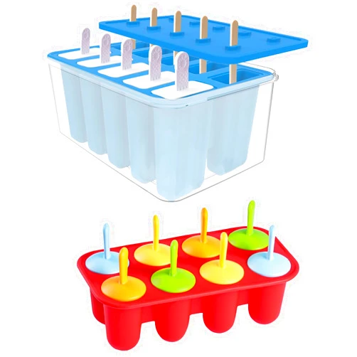 Miaowoof 10-Cav & 8-Cav Silicone Popsicle Mold for Kids, Non-BPA Premium Silicone Popsicles Molds Set
