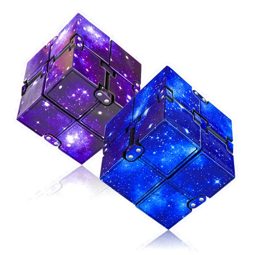WUQID Infinitycube Fidget Toy Stress Relieving Fidgeting Game for Kids and Adults,Cute Pocket-Sized Unique Gadget for Anxiety Relief and Kill Time (2, Blue & Purple Galaxy)