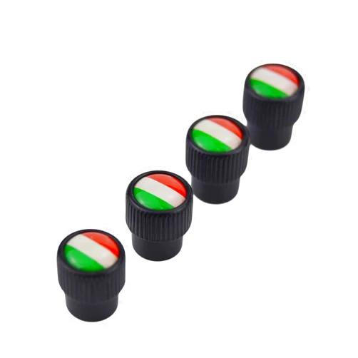 Zorratin (Set of 4) Metal Auto Tire Valve Stem Cap Cover with Resin Italy Flag Tricolor Stripes Emblems Trim for Ferrari Maserati Lamborghini Porsche