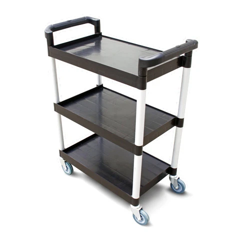 New Star Foodservice 54552 350-Pound Plastic 3-Tier Utility Bus Cart with Locking Casters, 42.5