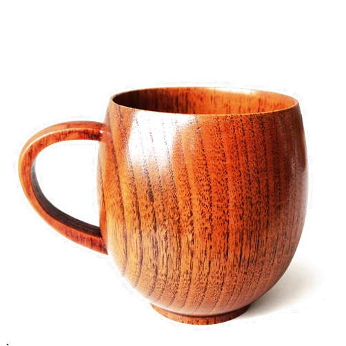 CTIGERS Retro Wooden Mugs, Cute Egg Shaped Handmade Wood Mugs,Wooden Drinking Cup for Coffee,Tea,Wine,Beer,Water,Juice,Milk 8.5oz/250ml