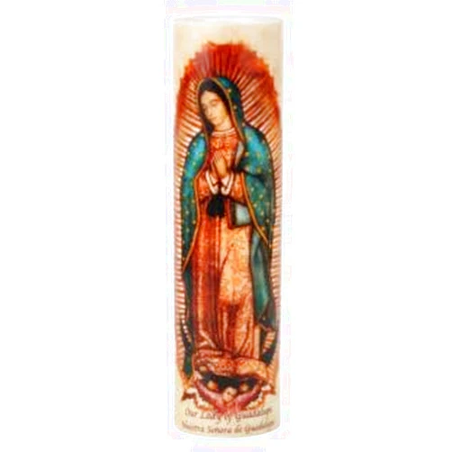 THE SAINTS COLLECTION Our Lady of Guadalupe, LED Flameless Devotional Prayer Candle, with 6 Hour Timer for More Hours of Enjoyment and Devotion! Dimensions 8.1875