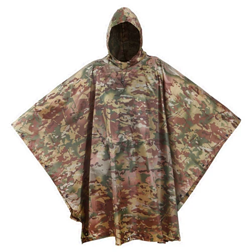 USGI Industries Military Style Poncho Multi Use Rip Stop Camouflage Rain Poncho