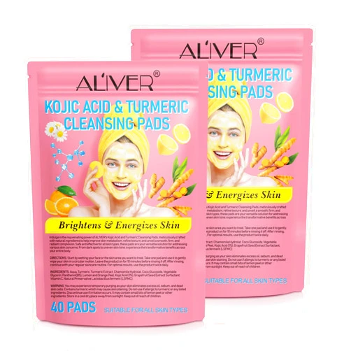 Generic Turmeric Kojic Acid Pads Turmeric Exfoliating Face Scrub Pads for Radiant Skin - Kojic Acid and Turmeric Cleansing Pads, Turmeric Kojic Acid Pads, Balance Skin Tone, 80P, 2 pack-80pcs