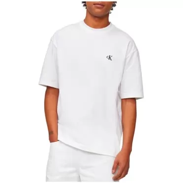 Calvin Klein Men's Relaxed Fit Monogram Logo Crewneck T-Shirt Medium Brilliant White