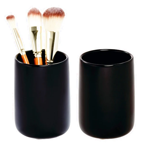 InterDesign iDesign Ceramic Bathroom Tumbler for Countertop or Vanity Storage-Set of 2-Matte Black