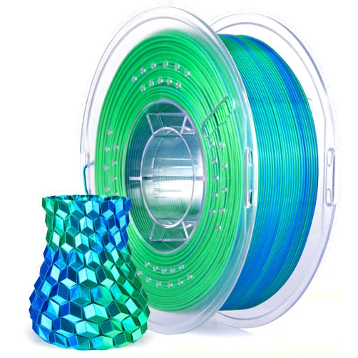 ELEGOO Silk PLA Filament 1.75mm Dual Color Blue Green 1KG, Shiny 3D Printer Filament Dimensional Accuracy +/- 0.05mm, 1kg Spool(2.2lbs) Fits for Most FDM 3D Printers