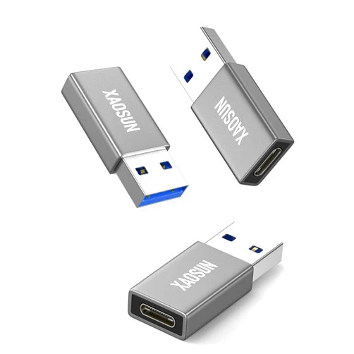 XAOSUN 10Gbps USB to USB C Adapter 3 Pack, 3.1 USBC Female to USB Male Adapter, One-Sided SuperSpeed Data Sync, 100W Fast Charging for iPhone 15 Plus Pro Max, Laptop, Charger, Quest Link, etc