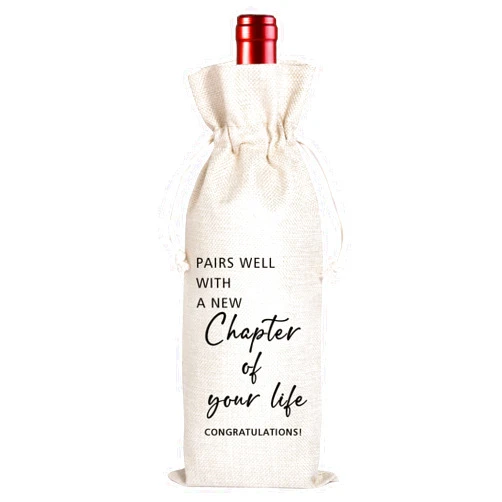 Maydvdv Pairs Well With A New Chapter Of Your Life Wine Bag | Fresh Start | Wine Bag | Gift for her | Gift for him | New Job Gift | Retirement gift 11WB47