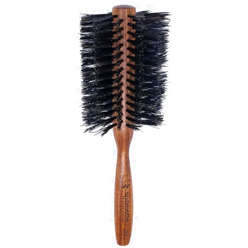 Spornette Italian Rounder Boar Bristle Round Hair Brush for Women & Men - Large Round Brush for Blow Drying, Styling & Volumizing - Wooden Brush for Medium to Long Thick, Fine, Curly or Straight Hair