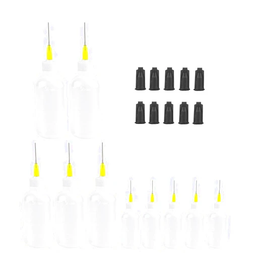 SKYPRO 20Pcs 30ml 50ml Precision Tip Applicator Bottles Kit, Dispensers Applicator Bottles for Liquid, Glue Oil, Acrylic Paint – 10 Plastic Squeeze Bottles and 10 Black Syringe caps