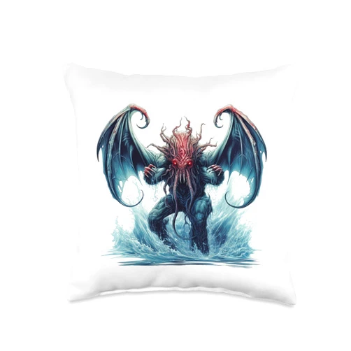 Dynamitfrosch Cthulhu Throw Pillow, 16x16, Multicolor