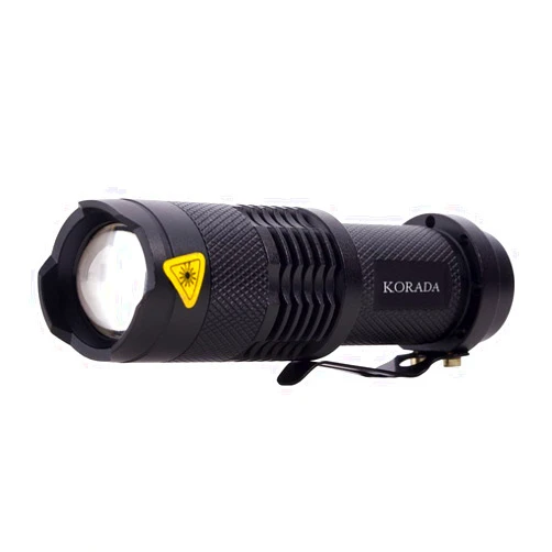 KORADA 2 PACK KORADA Mini LED Handheld Flashlight - Portable Outdoor Zoomable 260 Lumens Waterproof Bright, Adjustable Focus Zoom Light Lamp - Black (3 Mode Flashlight)
