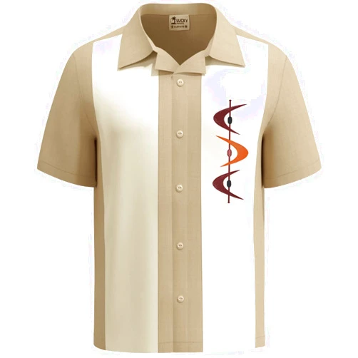 Bowling Concepts Designs Lucky Paradise Mens Short-Sleeve Embroidered Camp Shirt, Vintage Cuban Style Button Down Bowling Shirt, Guayabera ~ Bahama