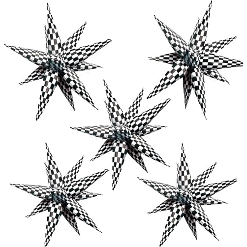 ZAKVOOR 60 Pcs Star Balloons 12 Spike Foil Explosion Party Decoration Balloons for Wedding Birthday Anniversary Backdrop (Plaid)