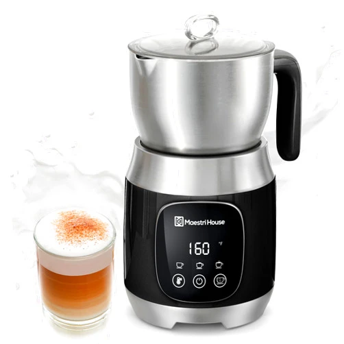Maestri House Milk Frother, Variable Temp and Froth Thickness DualFro 600 Milk Frother Steamer, 21OZ Smart Touch Control Milk Warmer, Dishwasher Safe, Memory Function for Latte&Hot Chocolate (Black)