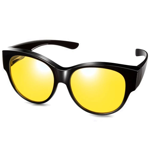 Leoidou Night Vision Glasses for Driving Fit Over Glasses for Women Men Cat-eye Anti Glare Night Driving Glasses