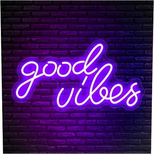 AKOLENM Good Vibes Neon Signs for Bedroom Wall Decor,Dimmable Neon Light Sign for Wedding Events, Bedroom, Birthday Party (Purple)