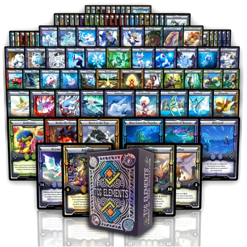Tcg Elements Elestrals Bundle, 100 Cards with Deck Box, Includes 100 Commons/Uncommons, 3 Foils, 5 Rares