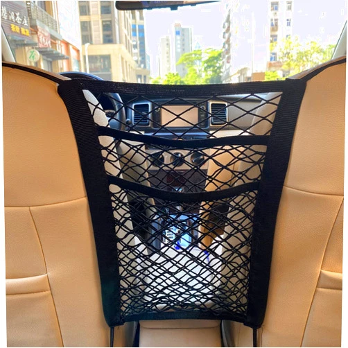 LUSTRE MBVBN 3-Layer Car Mesh Organizer, Seat Back Net Bag, Barrier of Backseat Pet Kids, Cargo Tissue Purse Holder, Driver Storage Netting Pouch