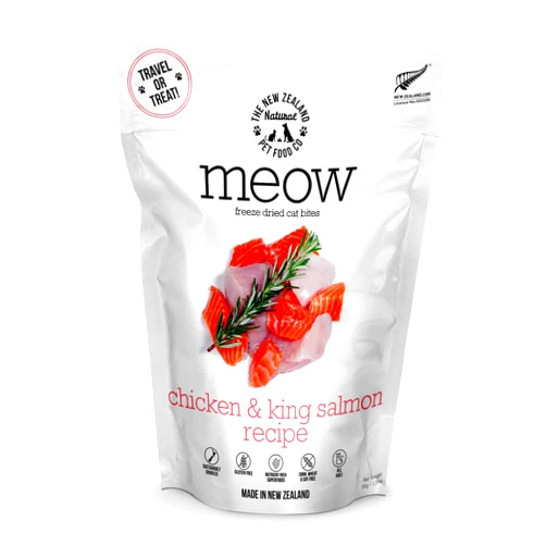 The New Zealand Natural Pet Food Co. Meow Freeze Dried Cat Food - Chicken & King Salmon Recipe, High Protein Cat Treats & Toppers, Dry Food,1.76oz