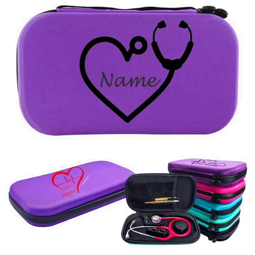 Jvafk Personalized Stethoscope Case with Name Custom Stethoscope Case for Nurse Personalized Hard Stethoscopes Case with Mesh Pocket Travel Case Organizer for RN, Medical Assistant, Doctor