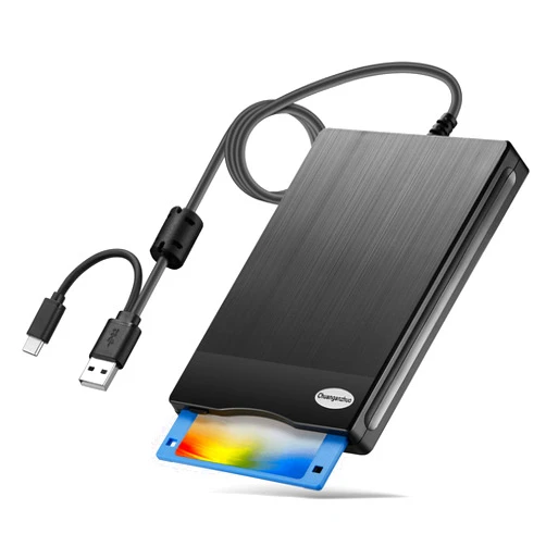 Chuanganzhuo Floppy Disk Reader 3.5 inch USB Floppy Disk Drive External 3 1/2 Floppy disc Reader Portable Floppy Diskette Drive USB C for PC Laptop Notebook Computer with Windows 11/10(Plane Texture, 3.5 Inch)