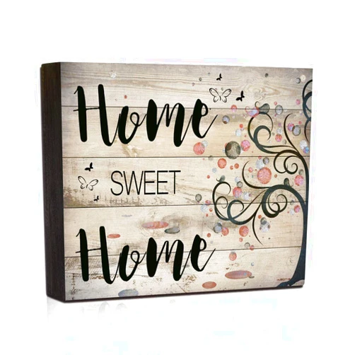 SAC SMARTEN ARTS Box Sign Love Wall Art Box Sign Hanging Wood Block Sign - Home Sweet Home-Home Decor Box Sign 7.5