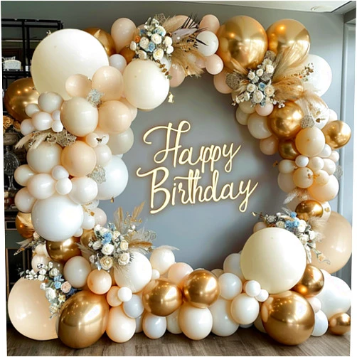 Zesliwy White Sand Nude Balloons Garland Kit, Gold White Beige Boho Balloons Arch Kit for Baby Shower Wedding Bridal Shower Boho Birthday Party Decorations