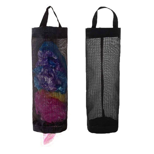 TOGETRUE Plastic Bag Holder, Grocery Bag Holder Mesh Hanging Storage Bag Dispenser (Black 2 Packs)